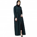 Front open abaya with pintucks- Bottle Green Front open abaya with pintucks- Bottle Green